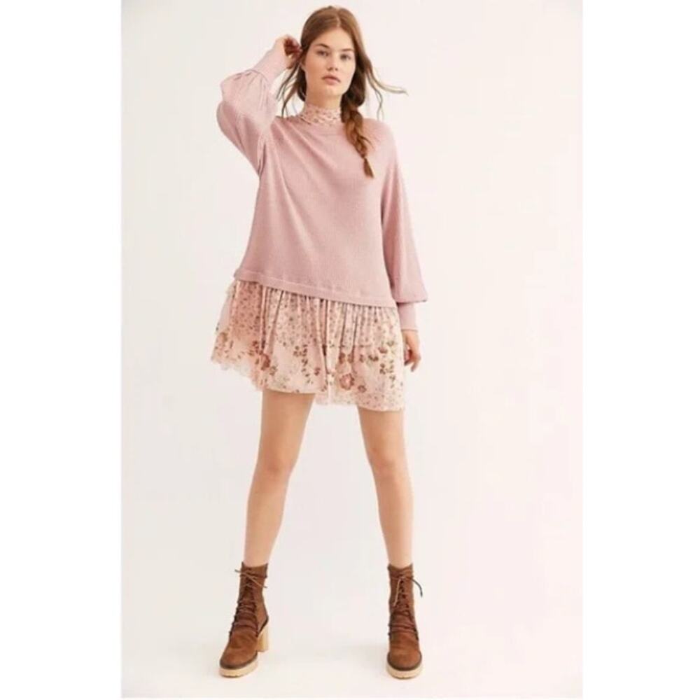 NEW! Free People 'Opposites Attract' Layered-Look Dress in PINK (XS)